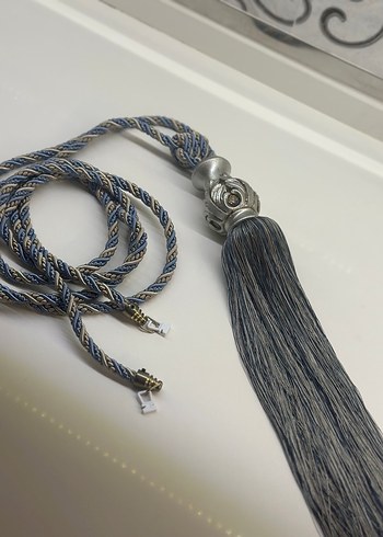 Bohem Gri Nakışlı Perde Bağı - Görsel 5