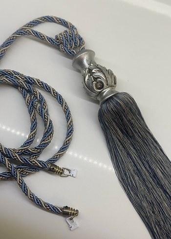 Bohem Gri Nakışlı Perde Bağı - Görsel 4