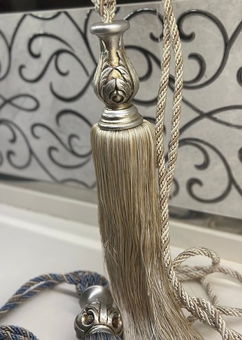 Bohem Gri Nakışlı Perde Bağı - Görsel 3