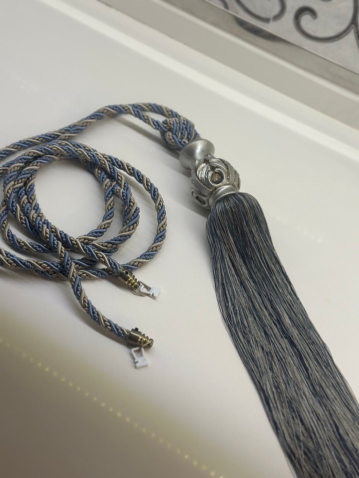 Bohem Gri Nakışlı Perde Bağı - Görsel 5