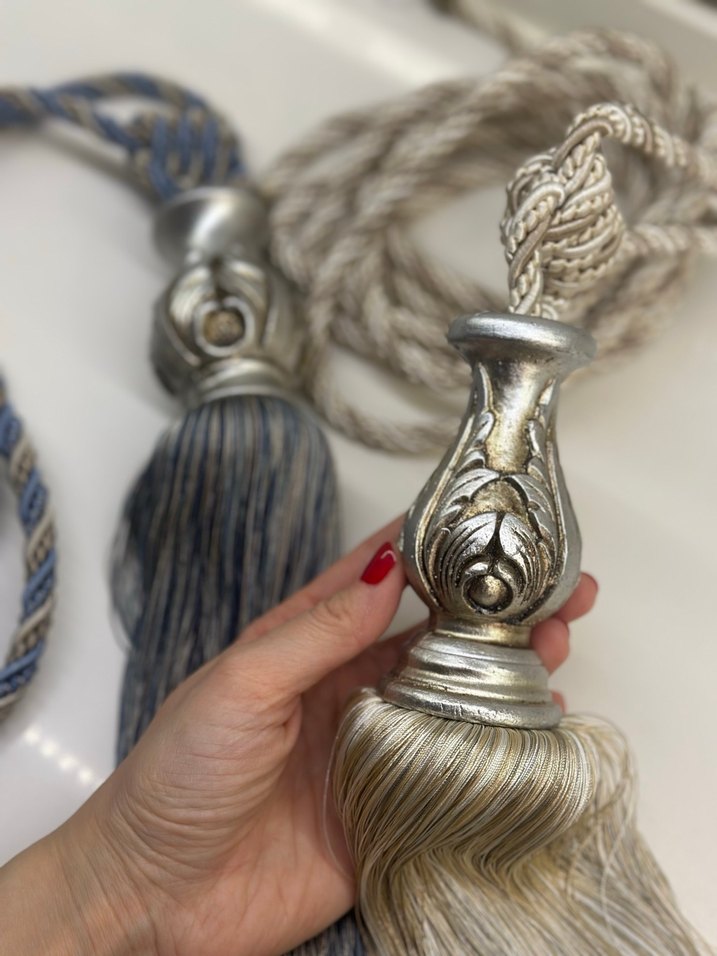 Bohem Gri Nakışlı Perde Bağı - Görsel 2