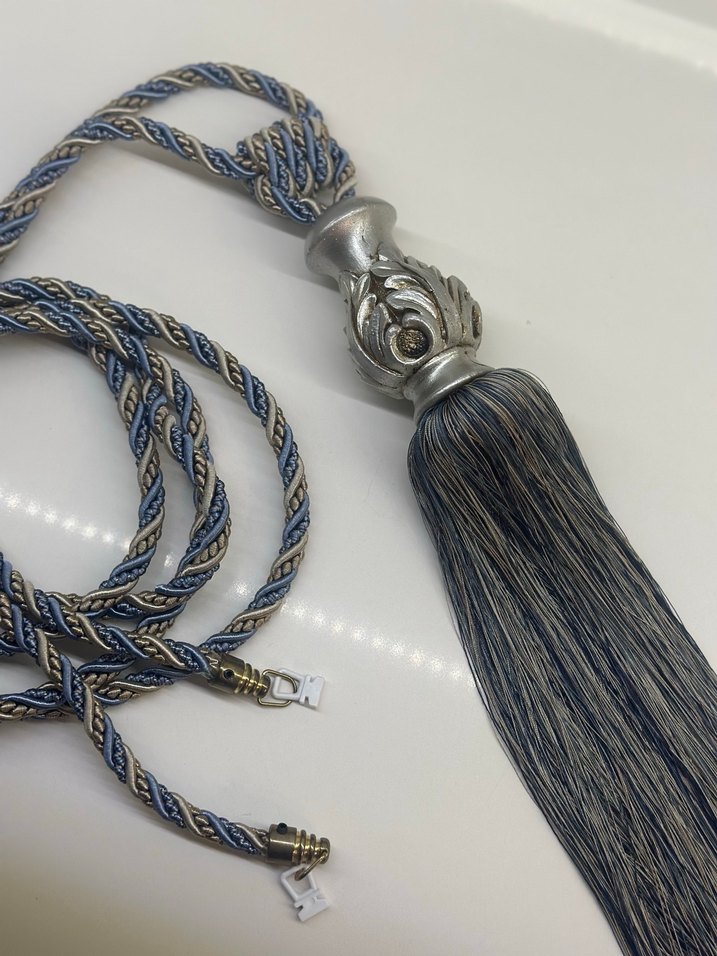 Bohem Gri Nakışlı Perde Bağı - Görsel 4