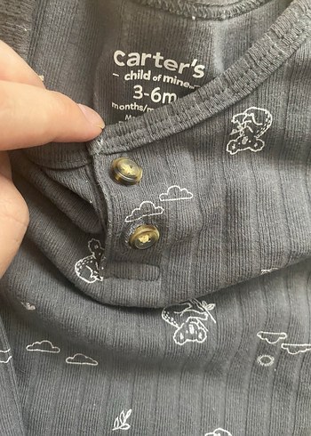 Carter's Carters Gri Uzun Kollu Bebek Takımı Denim Düğmeli