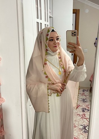 Tesettür beyaz nikah elbisesi - Görsel 2