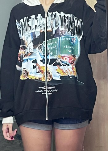Sokak stili fermuarlı sweatshirt