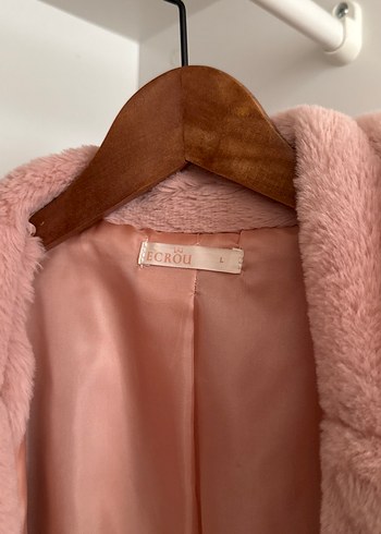 Diğer Pembe Midi Peluş Kadın Kaban