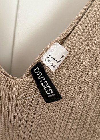 Bej V Yaka Midi Triko Elbise - Görsel 3