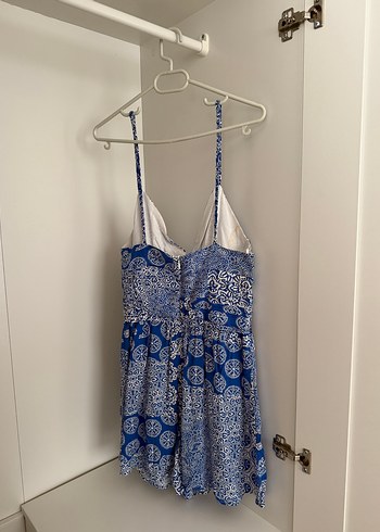 Zara Mavi Bohem Desenli Askılı Midi Tulum
