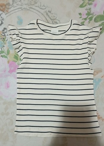 Kız Çocuk Beyaz Zebra Desenli Fırfırlı Tişört - Görsel 3