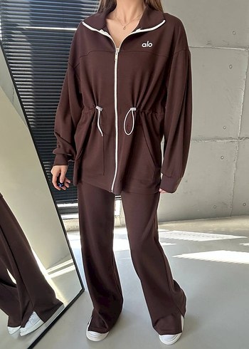 diğer Beden Kahverengi Kadın Oversize Eşofman Üstü