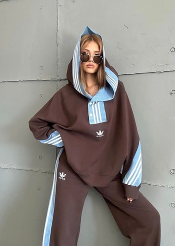 Adidas Acı Kahve Kot Detaylı Kadın Eşofman Altı