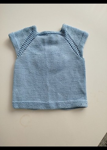 Nakışlı Mavi Erkek Çocuk Örme Yelek - Görsel 2