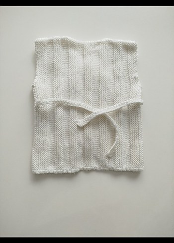 Örme Beyaz Bebek Zıbın Yelek - Görsel 2