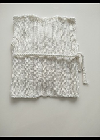 Örme Beyaz Bebek Zıbın Yelek - Görsel 4