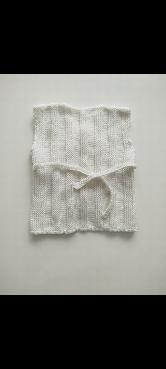 Örme Beyaz Bebek Zıbın Yelek - Görsel 2