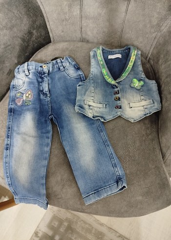 Kız Çocuk Mavi  Denim 2li Takım - Görsel 2