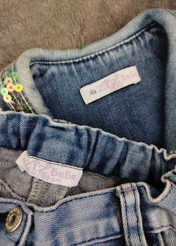 Kız Çocuk Mavi  Denim 2li Takım - Görsel 3