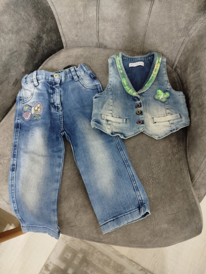 Kız Çocuk Mavi  Denim 2li Takım - Görsel 2