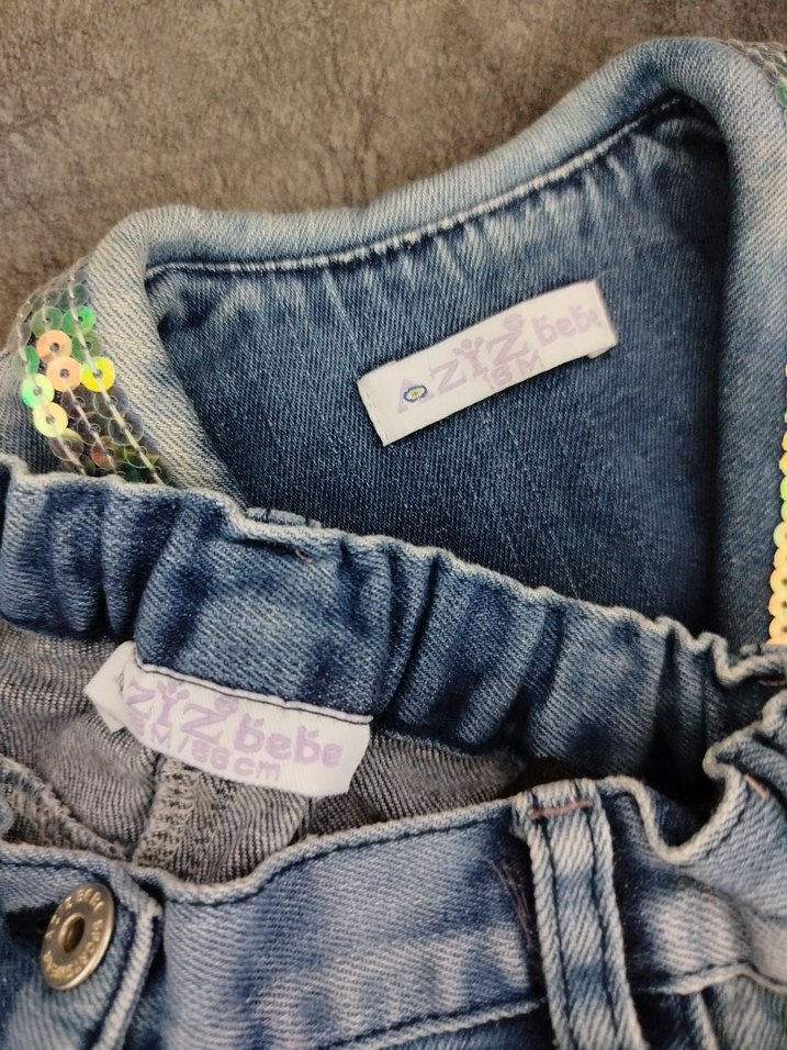 Kız Çocuk Mavi  Denim 2li Takım - Görsel 3