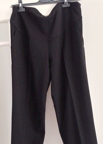 Siyah Hamile Karın Bantlı Beli Ayarlanabilir Kumaş Pantolon - Görsel 5