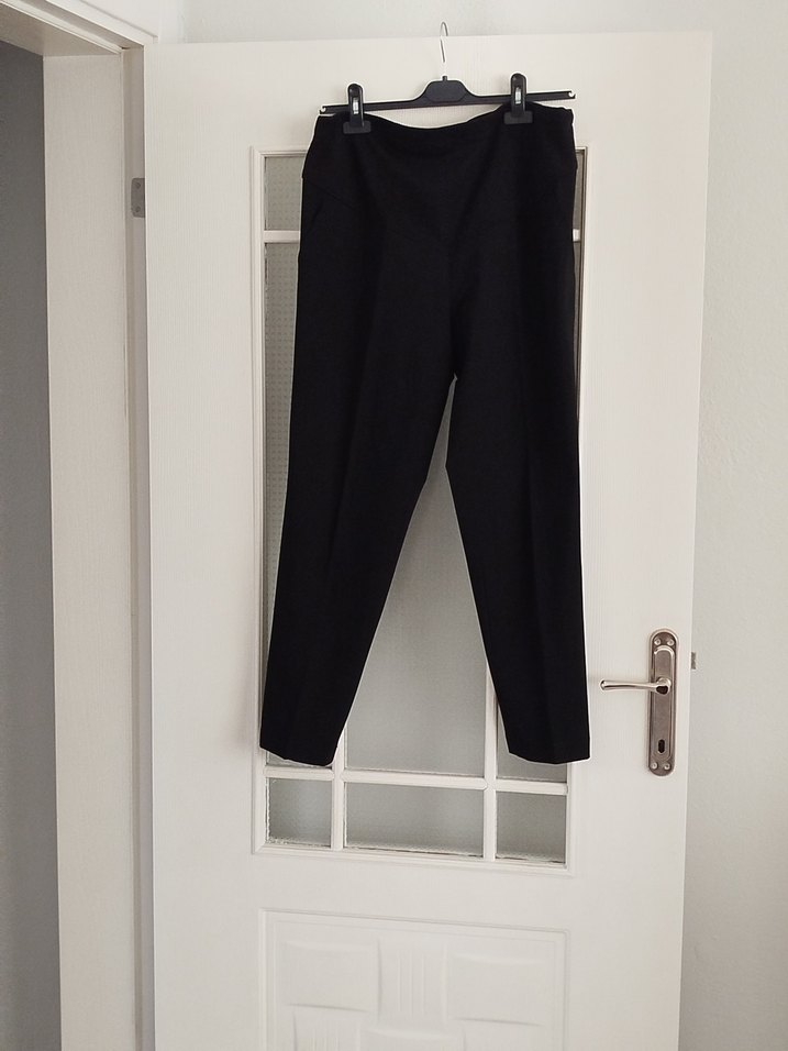 Siyah Hamile Karın Bantlı Beli Ayarlanabilir Kumaş Pantolon - Görsel 2