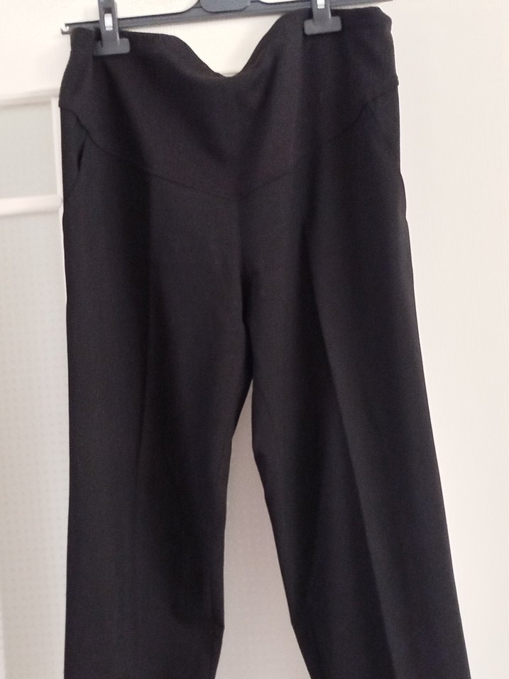 Siyah Hamile Karın Bantlı Beli Ayarlanabilir Kumaş Pantolon - Görsel 5