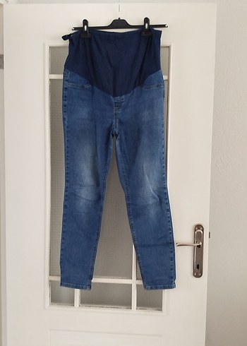 Mavi Hamile Esnek Karnı Bantlı Beli Ayarlanabilir  Kot Pantolon - Görsel 3