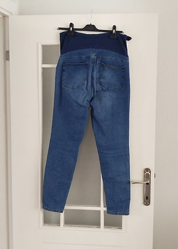 Mavi Hamile Esnek Karnı Bantlı Beli Ayarlanabilir  Kot Pantolon - Görsel 4