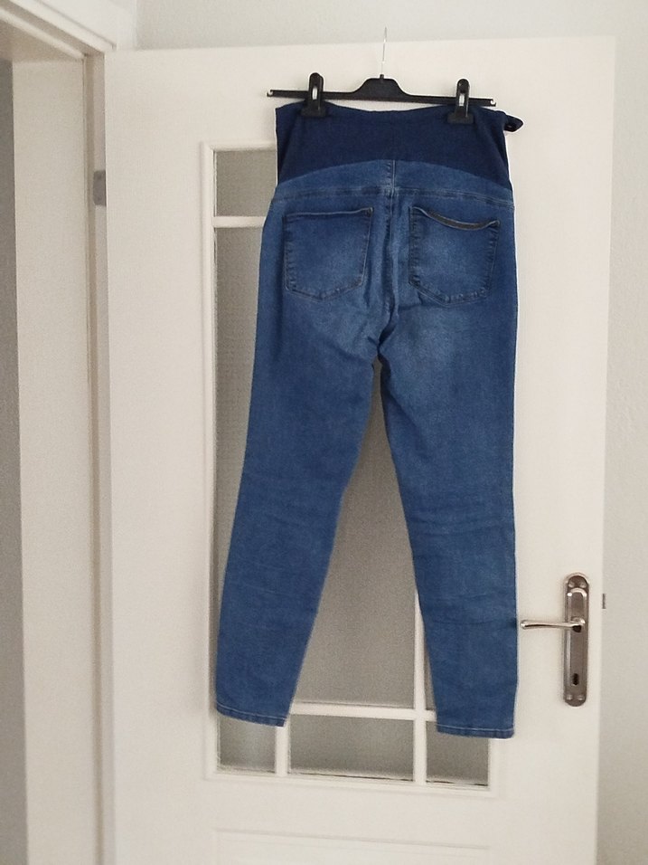 Mavi Hamile Esnek Karnı Bantlı Beli Ayarlanabilir  Kot Pantolon - Görsel 2