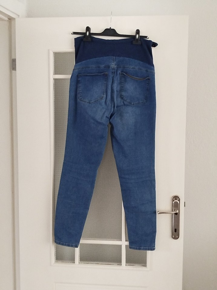 Mavi Hamile Esnek Karnı Bantlı Beli Ayarlanabilir  Kot Pantolon - Görsel 4