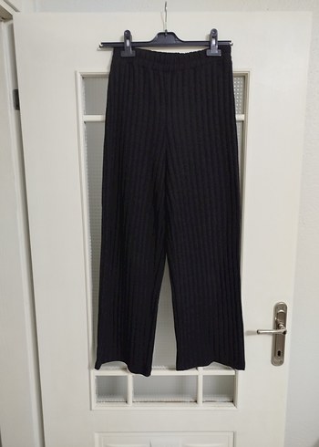 Siyah Uzun Kollu Triko Etek Ucu Şifon Tunik Pantolon Takım - Görsel 4