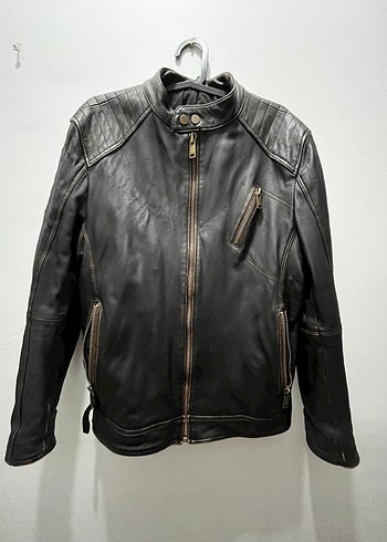 Kahverengi Deri Biker Ceket,Regular Fit ORJİNAL DERİMOD MARKA
