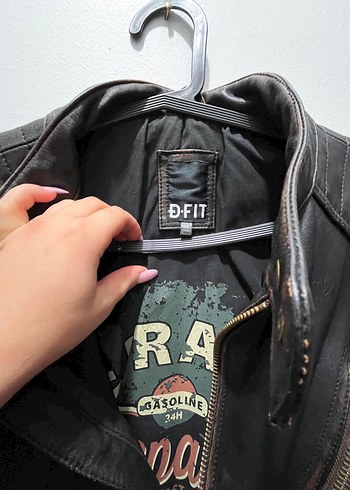 l Beden kahverengi Renk Kahverengi Deri Biker Ceket,Regular Fit ORJİNAL DERİMOD MARKA