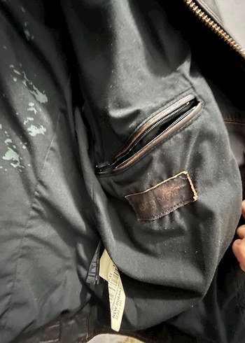 l Beden Kahverengi Deri Biker Ceket,Regular Fit ORJİNAL DERİMOD MARKA
