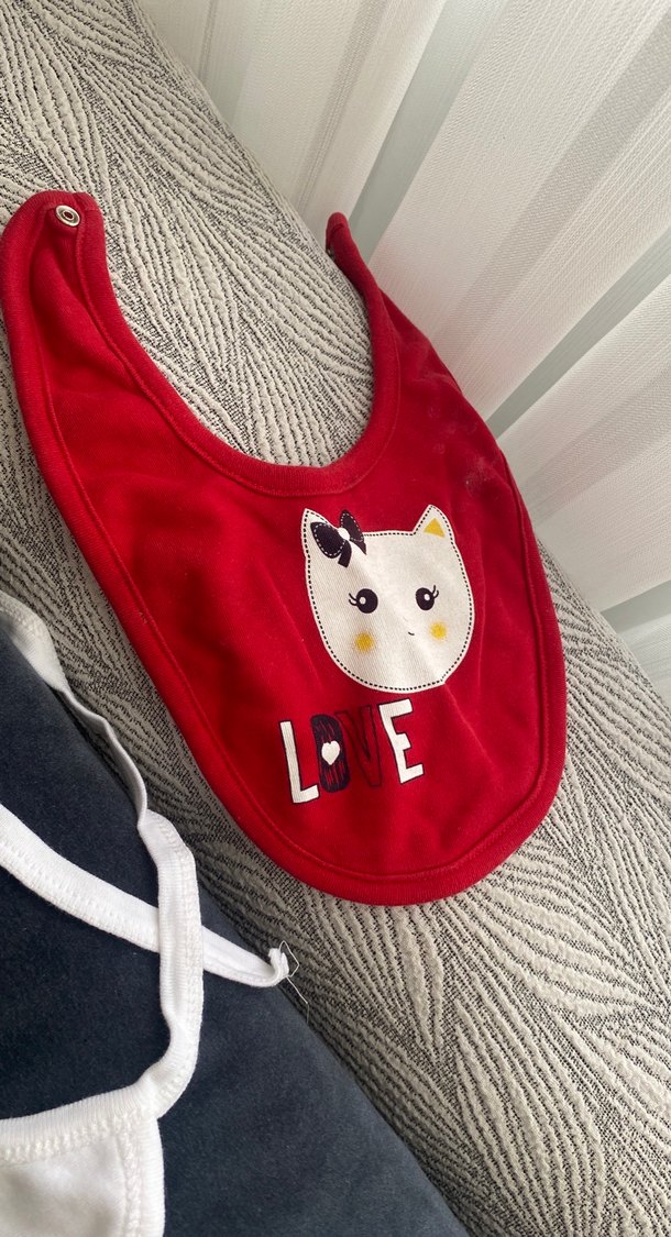 Gri Yıldız Desenli Bebek mama salya önlüğü - Görsel 4