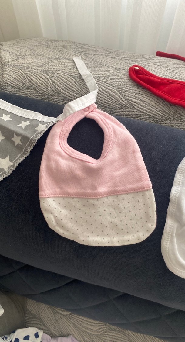 Gri Yıldız Desenli Bebek mama salya önlüğü - Görsel 2