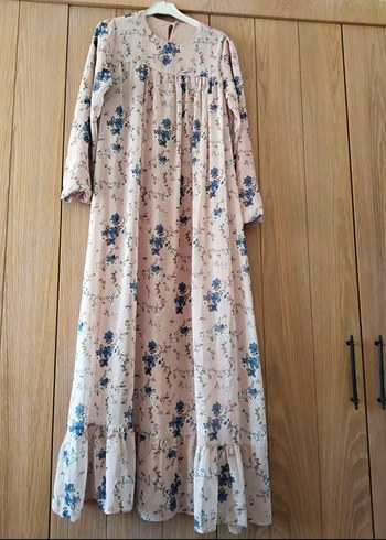 Çiçek Desenli Bej Uzun Bohem Elbise - Görsel 4