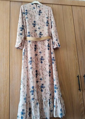 Çiçek Desenli Bej Uzun Bohem Elbise - Görsel 3