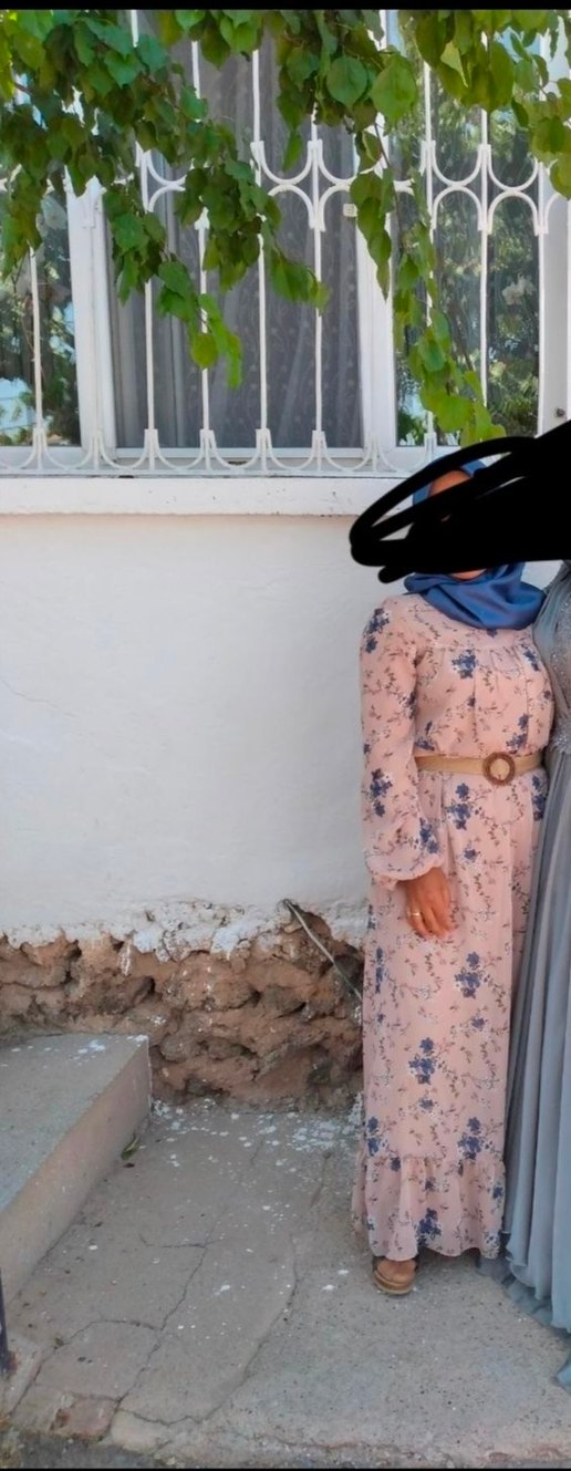 Çiçek Desenli Bej Uzun Bohem Elbise - Görsel 2