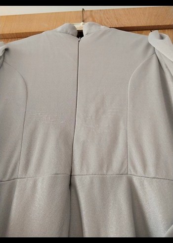 Gri Nakışlı Uzun Kollu Uzun Elbise - Görsel 4