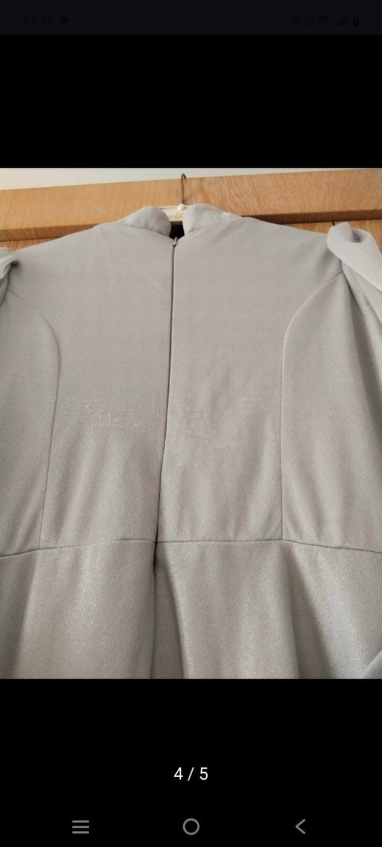 Gri Nakışlı Uzun Kollu Uzun Elbise - Görsel 4