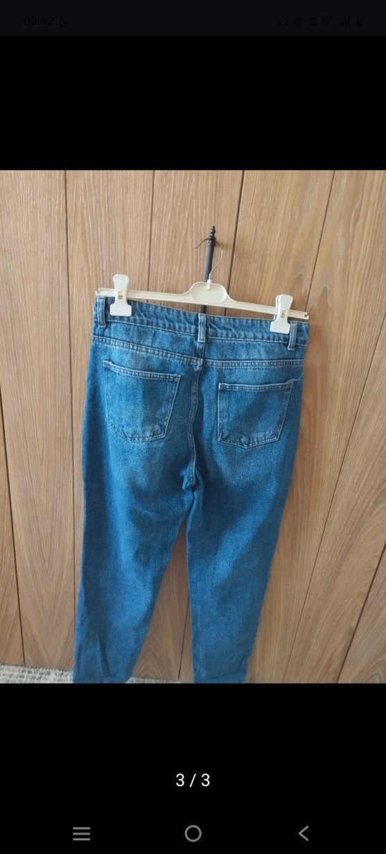 Kadın Mavi Bol Kesim Denim Jean - Görsel 2