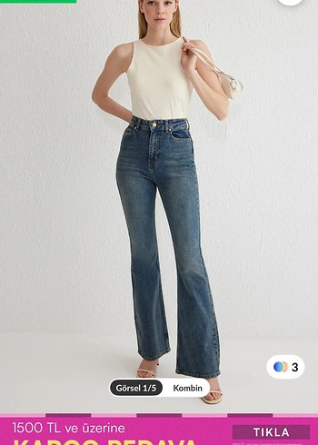 38 Beden Trendyol Mavi Regular Fit Kadın Denim Pantolon