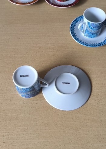 Lucky Art Renkli Desenli 2'li Kahve seti - Görsel 5