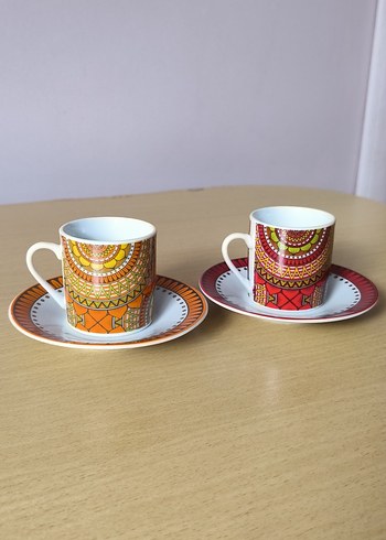 Lucky Art Renkli Desenli 2'li Kahve seti - Görsel 3