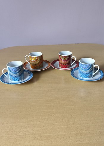 Lucky Art Renkli Desenli 2'li Kahve seti - Görsel 2