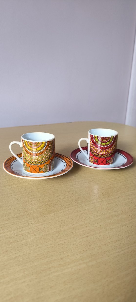 Lucky Art Renkli Desenli 2'li Kahve seti - Görsel 3