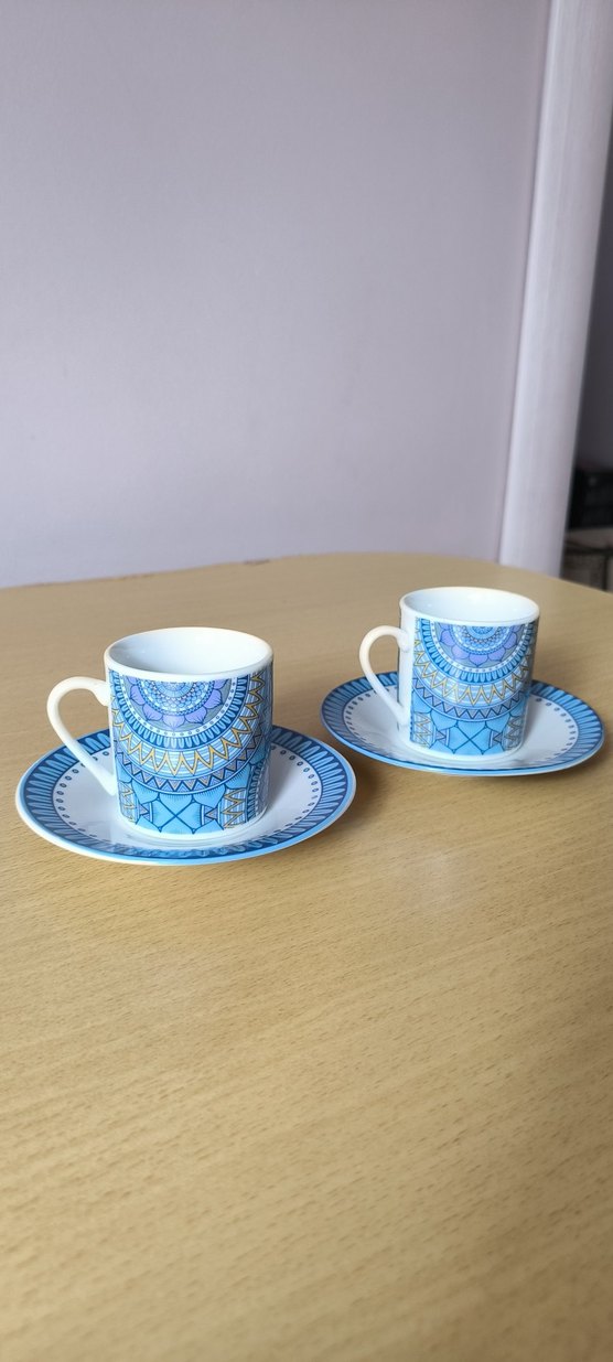 Lucky Art Renkli Desenli 2'li Kahve seti - Görsel 4