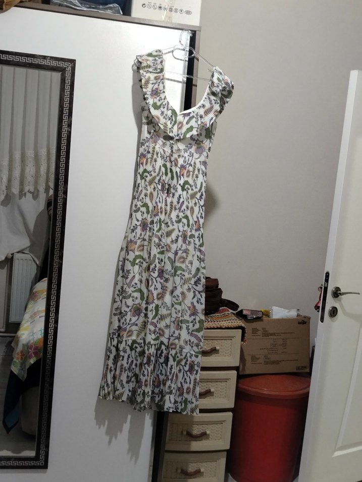 Bohem Çok Renkli Uzun Kolsuz Elbise - Görsel 2