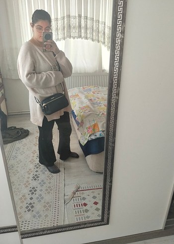 Mavi Yılan Derisi Desenli Kadın Deri Çanta - Görsel 8